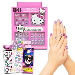Hello Kitty Nail Art Stickers Set with Press On Nails & Tattoos for Girls